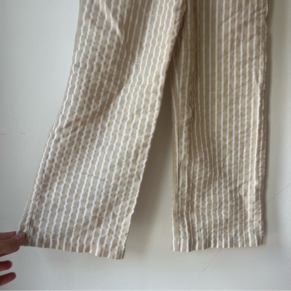🌼 5/$25 SHEIN Kids Beige White Striped Cotton Blend Wide Leg Pants Size 120 Girl - Picture 2 of 10